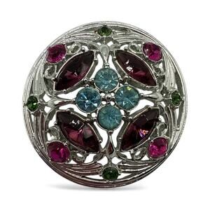 Vintage 1972 Sarah Coventry "Springtime" Silver-tone and Rhinestone Brooch